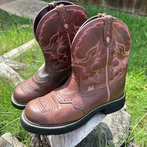 Justin Gypsy Boots Dark Brown Leather western Women's Footwear Sz-9B. H